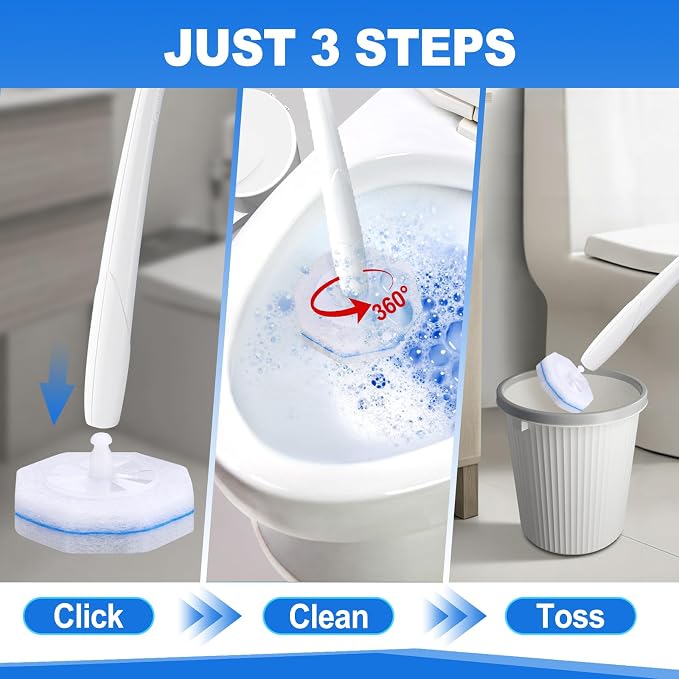 100 Count Disposable Toilet Brush,Toilet Cleaner Wand Refills Compatible with Most Toilet Brushes- No Falling Apart, Fresh Fragrance，4X Cleaning Power，Bathroom Cleaning.