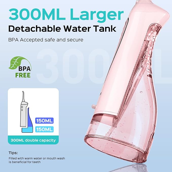 COSLUS C20C41 Water Flosser Electric Toothbrush Combo, 2-1 Oral Clean Kit | Brushing & Flossing for Teeth & Braces Cleaning, Gums Care, Portable Travel Use, Gift for Family, Adults, BPA-Free, Pink