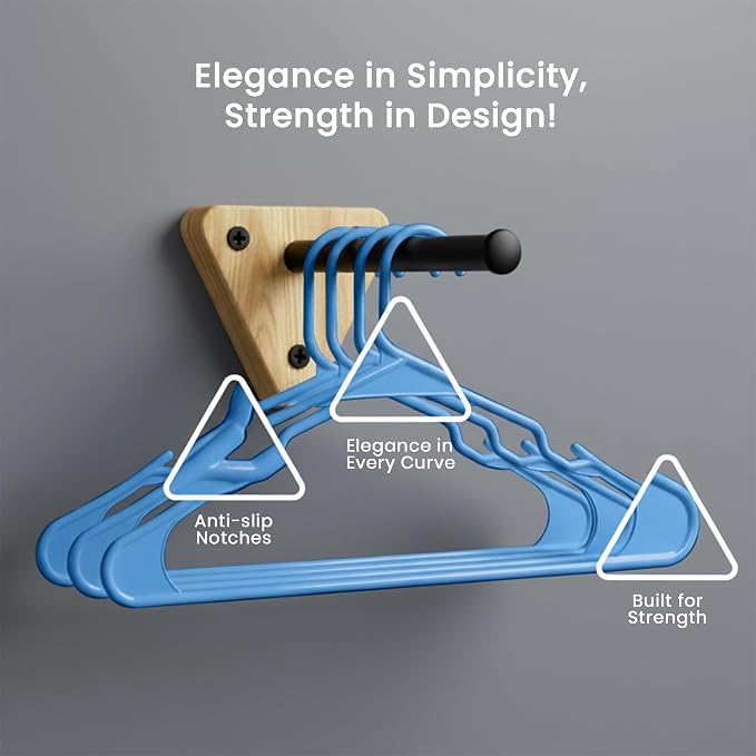 Utopia Home Plastic Hangers 30 Pack – Space Saving Clothes Hanger Blue | Durable & strong | Closet organizer & storage | Ideal for apartments, dorms & stocking stuffers