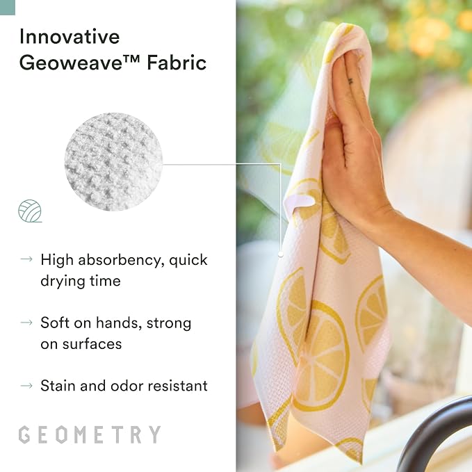 GEOMETRY Spring Kitchen Towels - Quick Dry Microfiber Cloth Spring & Summer Dish Towels for Kitchen Drying - Premium Quick Dry Towel - Lemon Delight, 18" x 30" - 1-Pack
