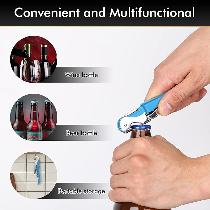 Professional Waiter Corkscrew Wine Openers Set(2PCS), Heavy Duty Stainless Steel Hinges Wine Key for Restaurant Waiters, Sommelier, Bartenders