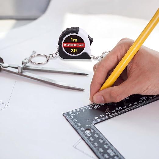 Kanayu 50 Pcs Mini Tape Measure Keychains 3 ft Small Retractable Measuring Tape Bulk with Lock Steel Easy Read Pocket for Birthday Party Favors Daily Use (White)