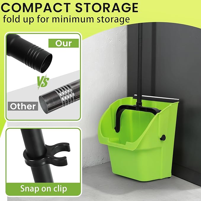 (3PK) Commercial Jumbo Heavy Duty Stand Up Debris Pan, Large Lobby Dustpan with Long Handle, Scooper for Outdoor Leaves Cleaning, Courtyards/Garage/Sidewalks-Professional Grade