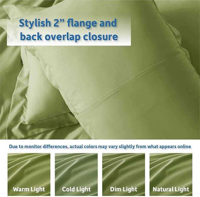 Nestl Calla Green Duvet Cover Queen Size - Soft Double Brushed Queen Duvet Cover Set, 3 Piece, with Button Closure, 1 Duvet Cover 90x90 inches and 2 Pillow Shams