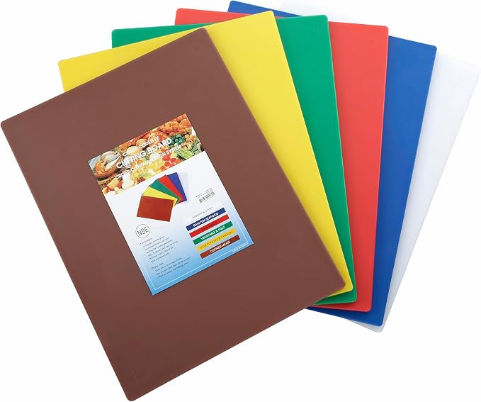 Winco Heavy-Duty Plastic Cutting Board, 15" x 20" x 1/2", Assorted, Medium | Dishwasher safe, Stain resistant, Minimizes dulling, Great for Charcuterie, Cheese, Appetizers and Buffet Displays