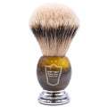 Parker 100% Silvertip Badger Shaving Brush – Faux Horn Handle, Long Loft 22 mm Knot, Chrome Base & Resin Stand – Rich Lather, Soft Bristles for Comfortable Shaving