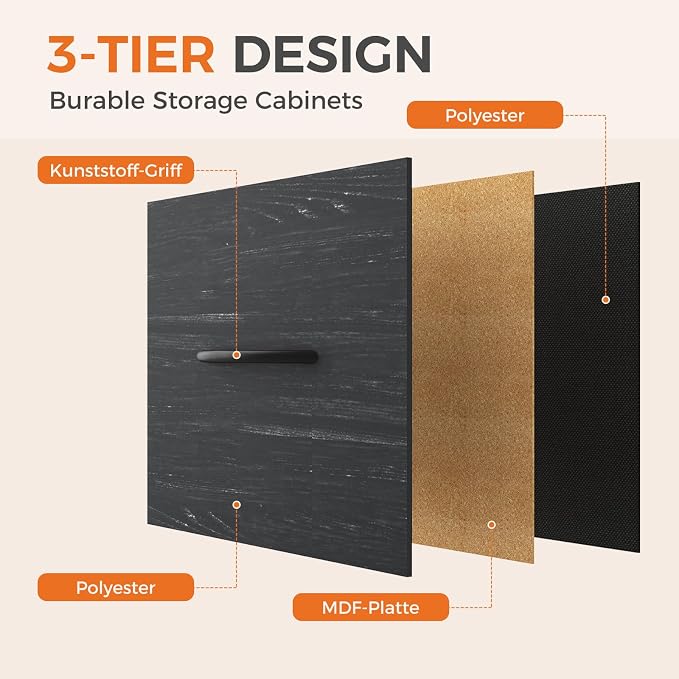 Sweetcrispy 8 Drawer Fabric Dresser for Bedroom, Tall Dresser, Black Wood | Chest of Drawers with Sturdy Steel Frame and Wooden Top, Storage Organizer with Easy Pull Handles