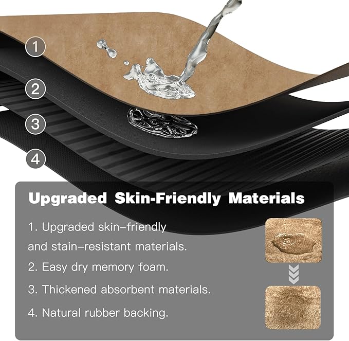 TYUU Bathroom Mat Quick Dry, Bathroom Rugs Non Slip Washable Thin Absorbent Bath Mat Fits Under Door Bathroom Floor Mat Perfect for Bath, Shower, or Sink 24"x60" Camel