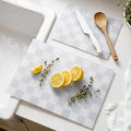 Thenshop Set of 2 Tempered Glass Cutting Boards Silver Gray Check Countertop Cutting Boards Heat Resistant with Non-slip Feet for Kitchen Counter Housewarming Wedding Gift 7.9x11inch+11x15 Inch