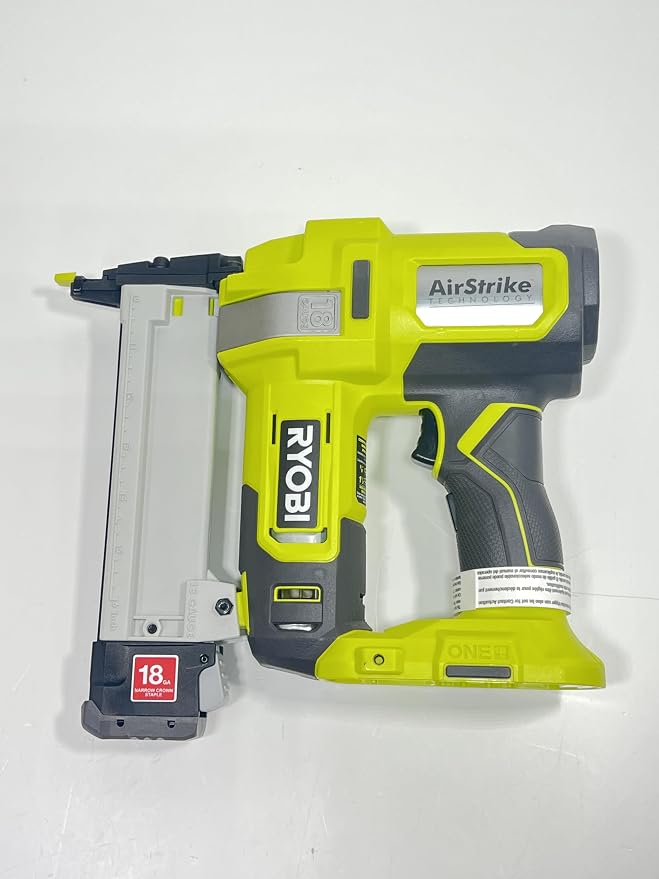 RYOBI ONE+ 18-Gauge Cordless AirStrike Narrow Crown Stapler P361 Green | Battery and Charger Sold Separately