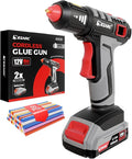 EZARC Cordless Hot Glue Gun, 15s Fast Heating 12V Mini Glue Gun for DIY Crafts, Home Repairs, School Projects, Decorations, with 50 Glue Sticks (30 Clear & 20 Colored)