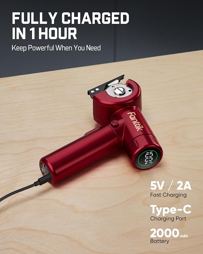 Fanttik C8 Nano Easyswap Electric Scissors with LED Display, Type-C Rechargeable Cordless Cardboard Cutter with 2 Blades, EasySwap Blade Change, LED Light, for Thin Cardboard Box Carpet Leather, Red