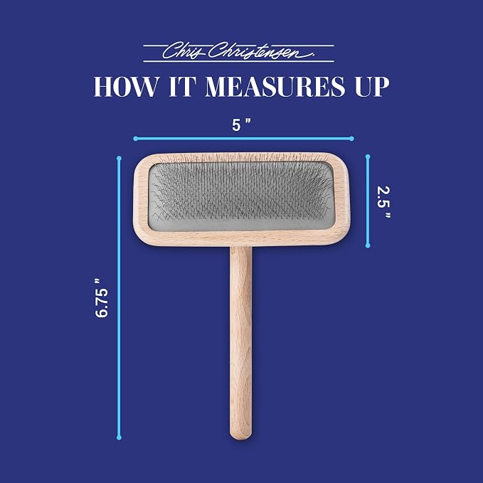 Chris Christensen Mark III Slicker Brush for Dogs, 12mm Pins, Groom Like a Pro, Handcrafted Lightweight Beechwood Ergonomic Handle, Stainless Steel Pins, A5III Medium. Made in Germany.