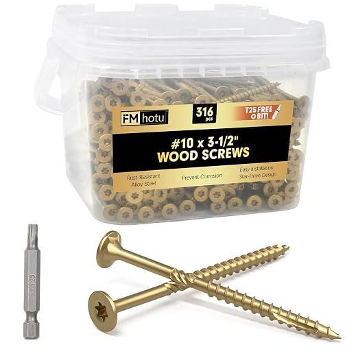 #10 x 3-1/2” Deck Screws, 316Pcs Star Drive Wood Screws | Rust Resistant Timber Screws for Timber/Log/Landscaping Wood, T25 Star Bit Included, Gold