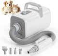 NEWBULIG Dog Hair Dryer, 1550W High Velocity Pet Blow Dryer with Heater for Grooming, Speed Temperature Adjustable Dog Blower Grooming with 4 Nozzles, White