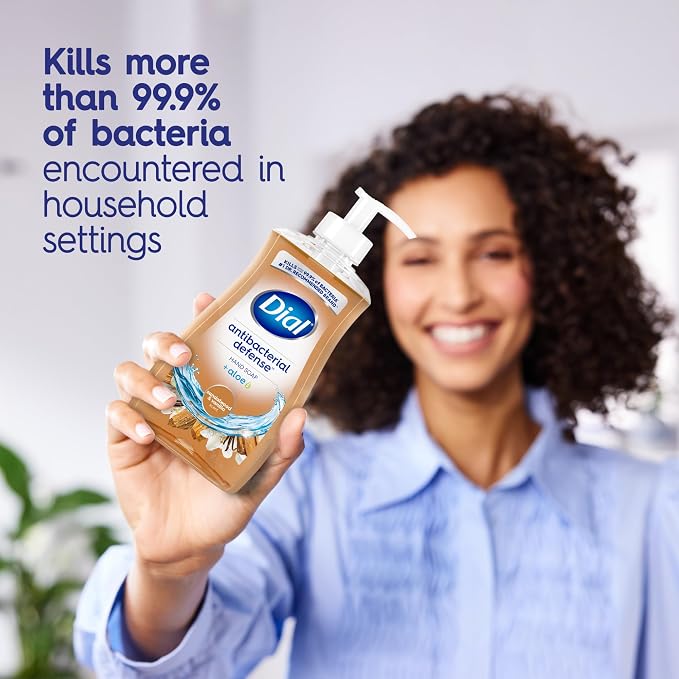 Dial Antibacterial Defense Liquid Hand Soap + Aloe, Sandalwood & Vanilla Scent, 11 Fl Oz (Pack of 12), Dermatologist-Tested Hand Wash, Gentle Formula