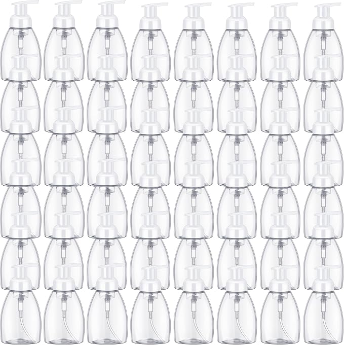 Nuenen 48 Pieces 8oz Foaming Soap Dispenser Refillable Foaming Pump Bottles Bulk Travel Hand Soap Dispenser Plastic Press Bottles Empty Containers for Shampoo Bathroom Commercial(White)