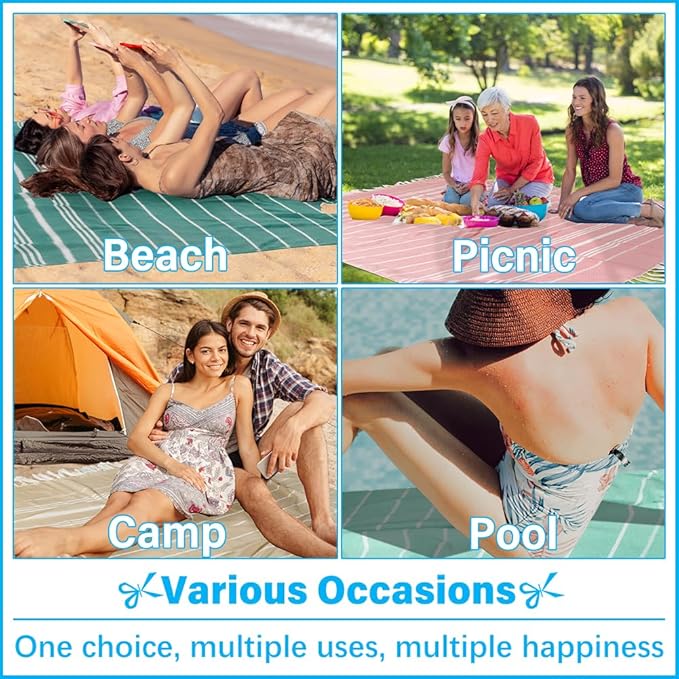 Vikumond Turkish Beach Towel Blanket Oversized 85x75 Inch Quick Dry Teal | Lightweight Compact Portable Sand Free Absorbent Boho Woven Throw for Pool Swimming Picnic Camping Cruise Outdoor Essentials