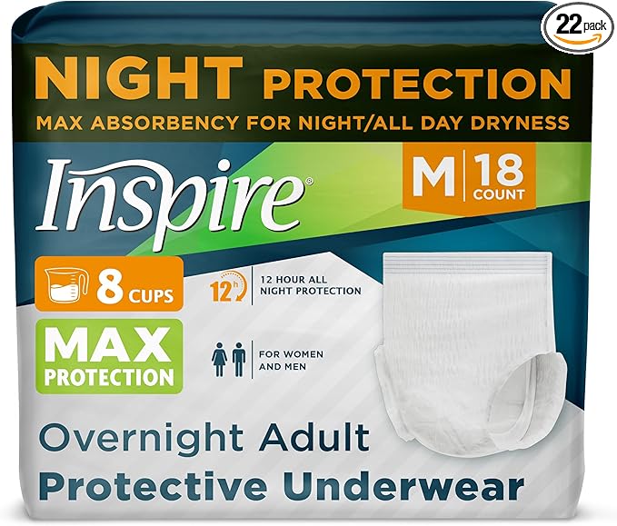 Inspire Adult Diapers Women or Men - MAX Absorbency | Our Most Absorbent and Dry, Incontinence Underwear for Women or Men | Leak Proof Diaper Overnight or Daytime for Heavy
