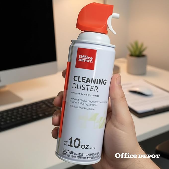 Office Depot Cleaning Duster, 10 Oz Compressed Canned Air for Electronics, Keyboard Cleaner for Computer, Laptop, PC, Printer, Office Equipment, Moisture-Free, Pack of 1