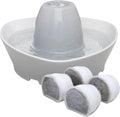 PetSafe Creekside Ceramic Pet Fountain, 60 Oz, 4-Pack Carbon Filters | 60 Oz Capacity, Whisper-Quiet Flow, Includes Carbon Filters, Top-Rack Dishwasher Safe