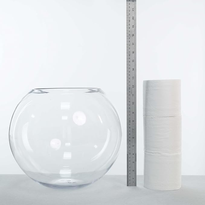 CYS EXCEL Large Glass Bubble Bowl (H-12 W-13, Approx. 5.3 Gal.) Round Bowl Terrarium Globe Flower Vase Centerpiece for Weddings Events Arrangements