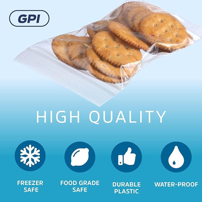 Clear Plastic Reclosable Zip Bags - Bulk GPI Case of 1000, 4" x 6" 2 mil Thick Strong & Durable Poly Baggies With Resealable Zip Top Lock For Travel, Storage, Packaging & Shipping.
