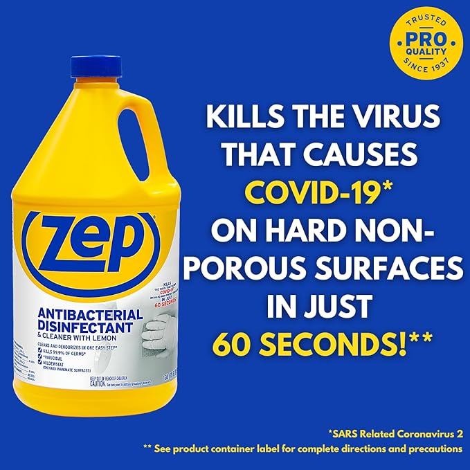Zep Commercial 1041688 Antibacterial Disinfectant Cleaner with lemon , 1 gal Bottle
