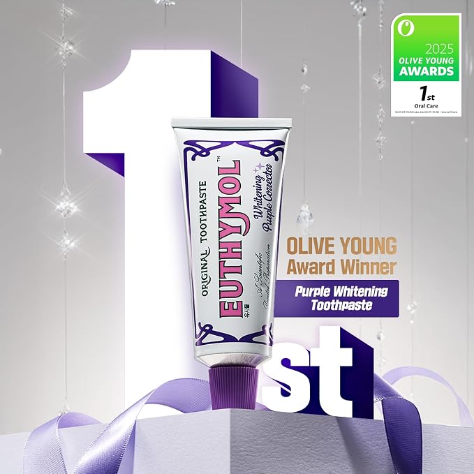 EUTHYMOL Purple Whitening Toothpaste, Instant Tone-up | 3.7 floz*2 (2 Pack) | Whitening Toothpaste for Yellow & Sensitive Teeth, Violet ToneUp, 24H Stain Defense, Long-Lasting Fresh Breath, Aluminum tube