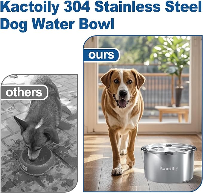 1.47 Gal Stainless Steel No Spill Water Bowl for Large Dogs | 5.6L Large Slow Drinking Dog Water Bowl with Floating Disk, Spill Proof Dog Water Bowl for Messy Drinkers