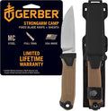 Gerber Gear StrongArm Camp Magnacut - Fixed Blade Survival Tactical Knife for Camping, Outdoor, Hunting - Ergonomic Ambidextrous Utility Tool - Made in USA - Coyote Brown