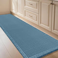 IM HOME Waffle Bath Mat Blue 5'x2', Boho Woven Modern Bath Mat Rugs, Absorbent Non Slip Bathroom Rugs, Soft Washable Bath Rugs with Tassels for Bathroom, Bedroom, Kitchen, Shower, Tub
