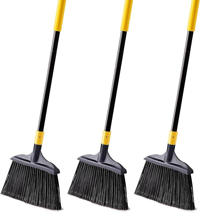 Yocada Commercial Broom Outdoor Indoor Commercial 3 PCS for Courtyard Garage Lobby Mall Market Floor Home Kitchen Room Office Pet Hair Rubbish 54Inch