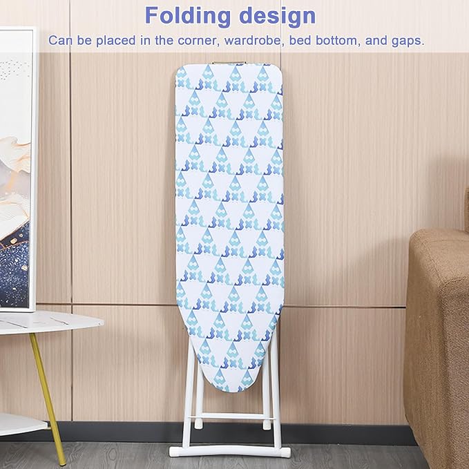Folding Ironing Board, Extra-Wide Adjustable Height Iron Board with Folding Legs, Exquisite Pattern,Smooth Edge,Good Load-Bearing, Non-Slip Iron Board for Home Bathroom (42.13" Blue)
