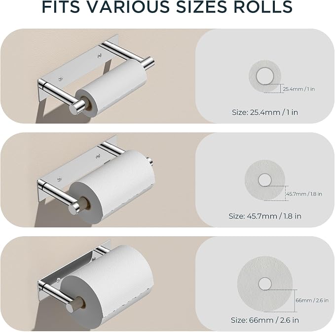 FORIOUS Toilet Paper Holder Wall Mount, Stainless Steel Rustproof Double Post Pivoting Tissue Roll Holder for Bathroom, Commercial Toilet Paper Dispenser (Chrome, Modern Square 1 Pack)
