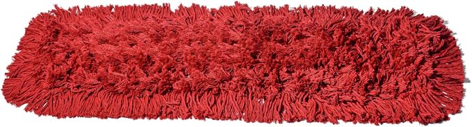 Commercial Dust Mop Replacement Head - 24 x 5 in. Cotton Nylon Reusable Mop Head- Industrial Dust Mop Refill for Floor Cleaning & Janitorial Supplies, Red