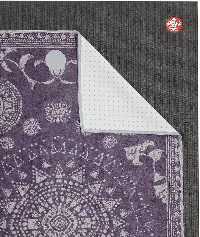 Manduka Yogitoes Hot Yoga Mat Towel - 71" | Moisture Activated Grip | Patented Silicone Nubs | Highly Absorbent, Durable & Easy Care | Made from Recycled Materials | 71 x 24 Inches | Geija Purple