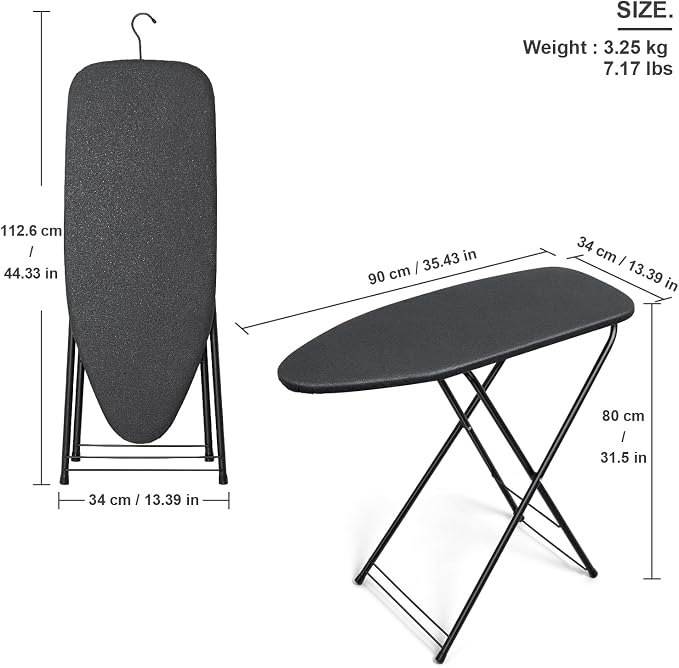 Duwee 13"×35" Ironing Board Small with Heat Resistant Cover Thicken Padding | Folding Compact Ironing Board,Light Weight,Easy to Storage