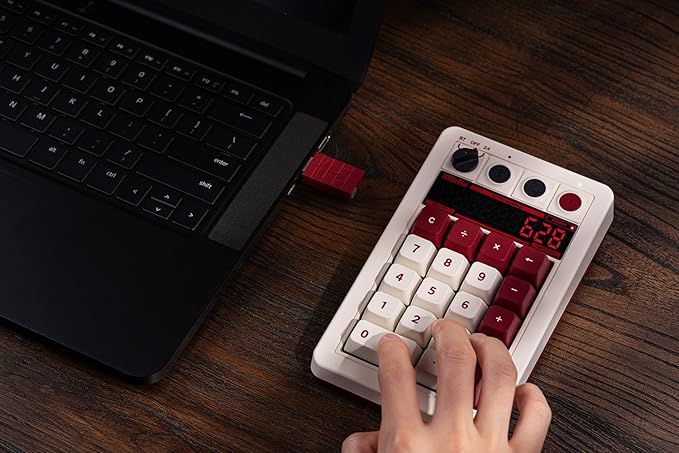 8BitDo Retro 18 Mechanical Numpad, Supports Calculator Mode, Bluetooth/2.4G/Wired Numpad for Windows and Android - Fami Edition