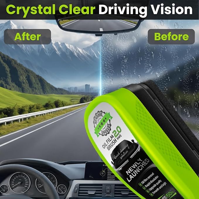 Oil-Free Car Glass Cleaner Brushes, 2026 New Oil Film Brush 2.0, Automotive Oils Film Cleaning Brush for Car Window, Universal Glass Cleaning Board