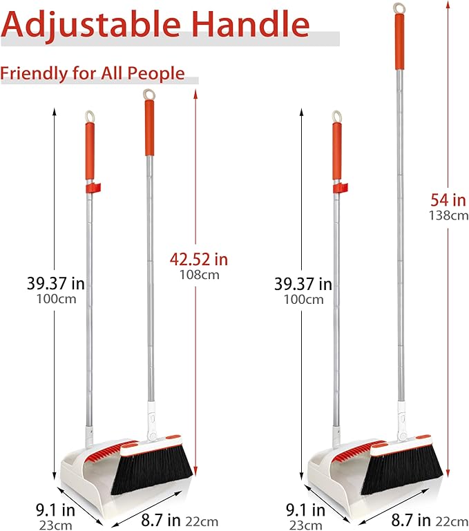 JEHONN Carpet Floor Sweeper Manual with Horsehair, Broom and Dustpan Set for Home