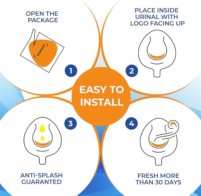 Urinal Screen Deodorizer (24 Pack) - Urinal Cakes - Fresh 3d Wave Anti-Splash - Odor Protection for Toilets in Bathroom Office Stadiums Schools with Free Gloves - 24 pcs Orange Spectrum Model