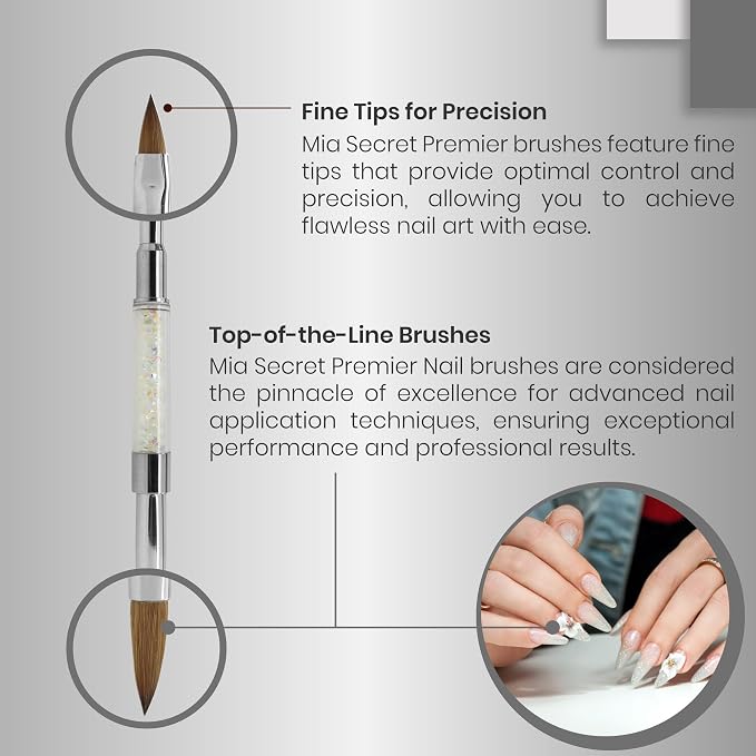 Mia Secret PREMIER NAIL BRUSHES 100% Kolinsky Hair MADE IN USA Prenium Nail Art Brushes (Silver, 8 OR / -4 OR)