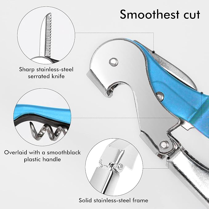 Professional Waiter Corkscrew Wine Openers Set(2PCS), Heavy Duty Stainless Steel Hinges Wine Key for Restaurant Waiters, Sommelier, Bartenders