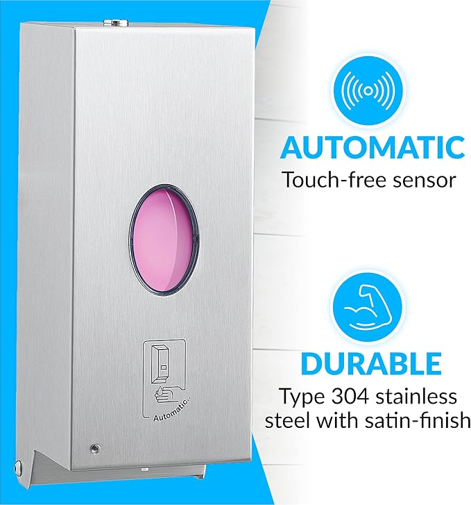 Bobrick B-2012 Automatic Wall-Mounted Liquid Soap Dispenser, Stainless Steel, 30 Fl Oz Capacity