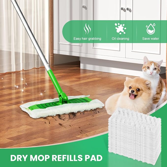 Pure Realm 60 Count for Swiffer Dry Cloths Compatible with Swiffer Sweeper& Mop Deluxe 2-in-1 Floor Mopping and Limited Edition Pink Wicked, Cleaning Dust and Hair, for Swiffer Dry Sweeping Cloths