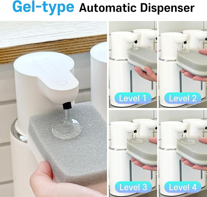 OLG Touchless Soap Dispenser - Automatic Hand - Dual Tank - 27 fl oz - Dish Detergent - Kitchen Bathroom - Foam and Liquid