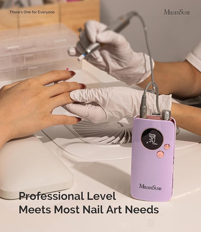 MelodySusie Entry-Level Clip-On Rechargeable Nail Drill, SC320F 30000RPM E-File with Pastel & Colorful Design for Manicure Shaping & Gel Removal, Ideal for Training, Nail Art Practice & Home Use.