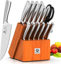 imarku® Knife Set,14-Piece Knife Sets for kitchen with block,Premium One-Piece Kitchen Knife Set with Sharpener,High Carbon Stainless Steel Knives Set for Kitchen,Silver,Dishwasher Safe
