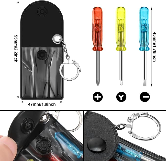 Jutom 6 Pcs Mini Tape Measure Keychain Bulk Mini Screwdriver Keychain Set Adult Tool Party Prize for Father's Men Gifts